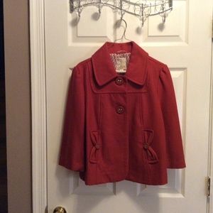 Designer: Tulle Cognac Crop Wool Jacket, size Large